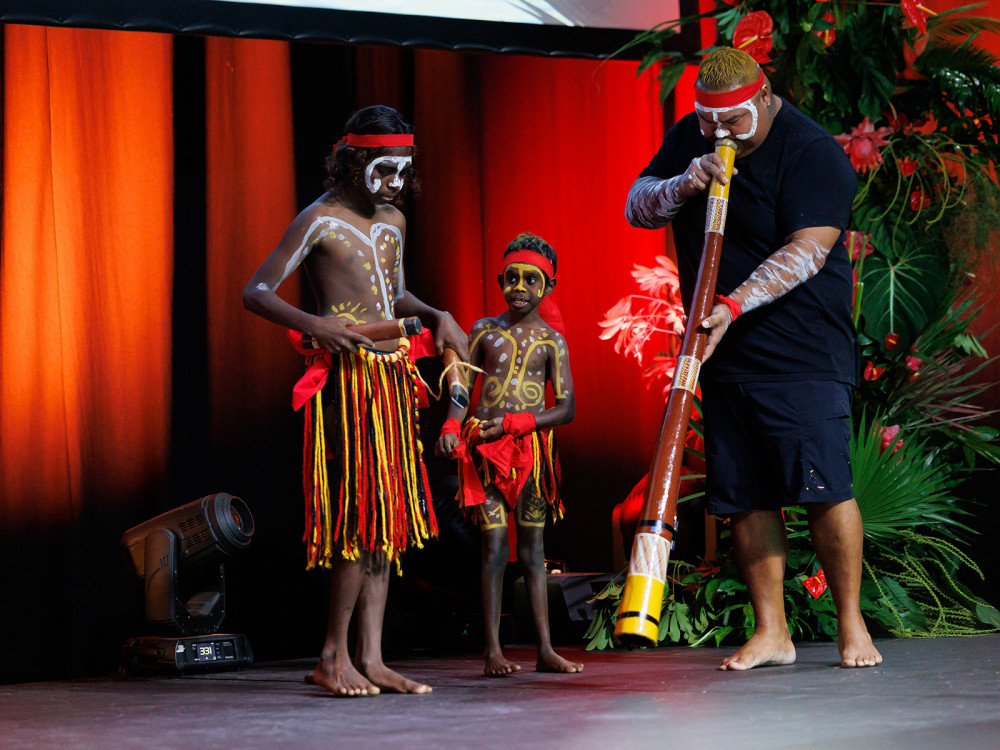 A traditional Welcome to Country and cultural performance at the SNAICC’23 conference