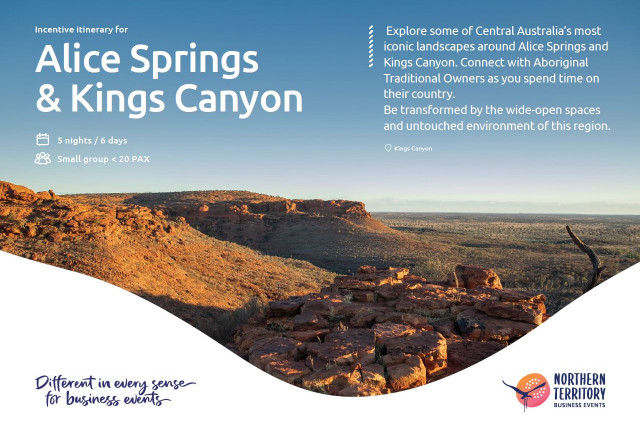 Front cover of Alice Springs & Kings Canyon Incentive Itinerary 