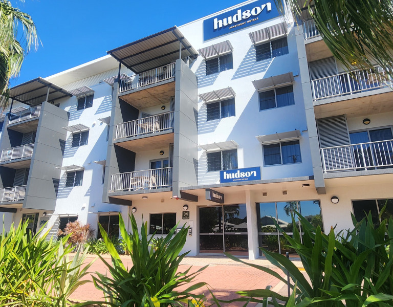 Outside view of Hudson Apartment Hotel Parap building 