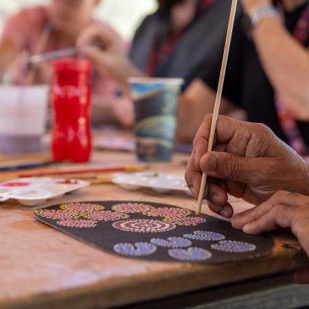 Dot painting workshop at Olive Pink Botanic Gardens