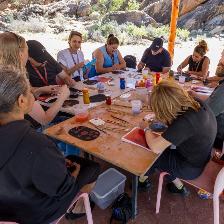 Dot painting workshop at Olive Pink Botanic Gardens