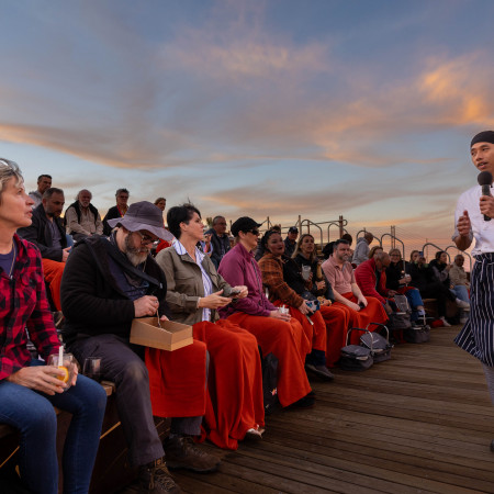 group at Wintjiri Wiru laser and drone cultural experience, Uluru