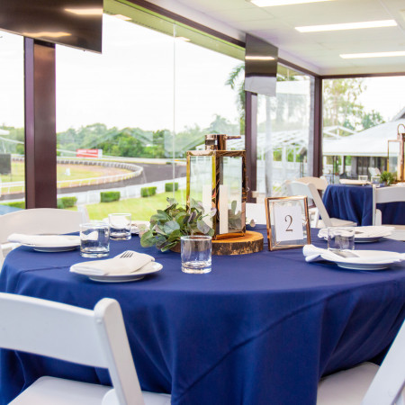 Table setup overlooking the racetrack