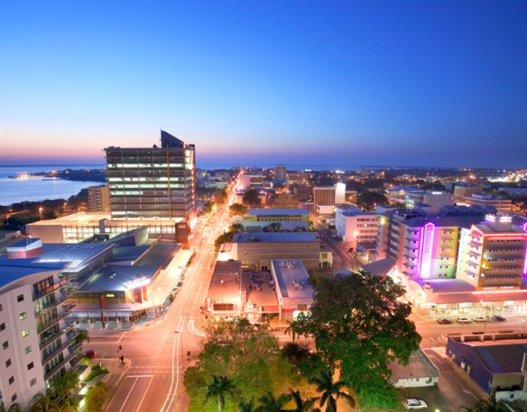 Twilight view of Darwin CBD
