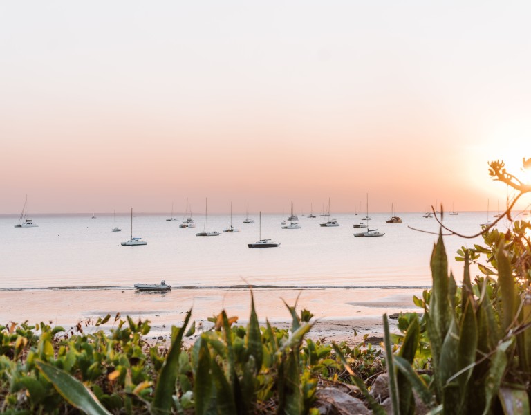 Sunset over ocean at Darwin Sailing Club