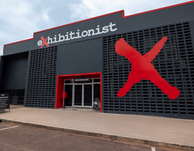 The Exhibitionist shop front, fascia signage 