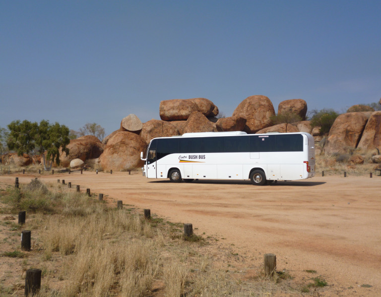 Bush Bus Vehicle in the Outback with scenery 