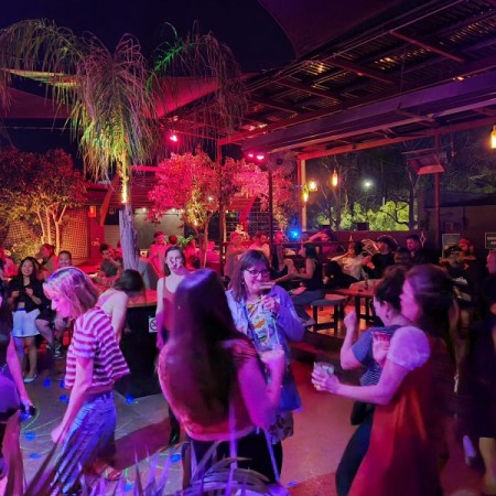 Group of people socialising at Epilogue Lounge