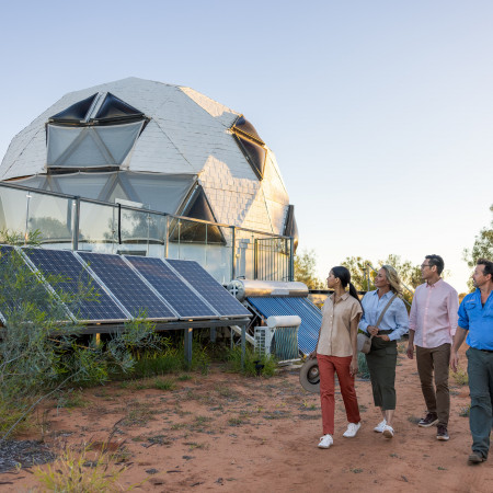 Group looking at Earth Sanctuary 