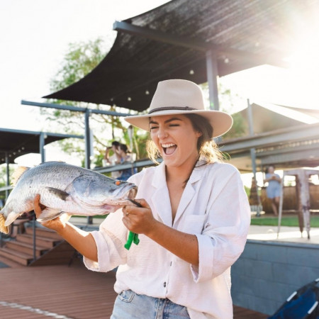 Lady with barramundi