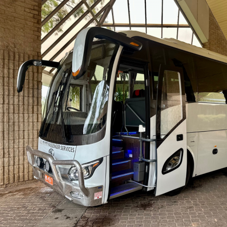 Front of Large Tour Bus 