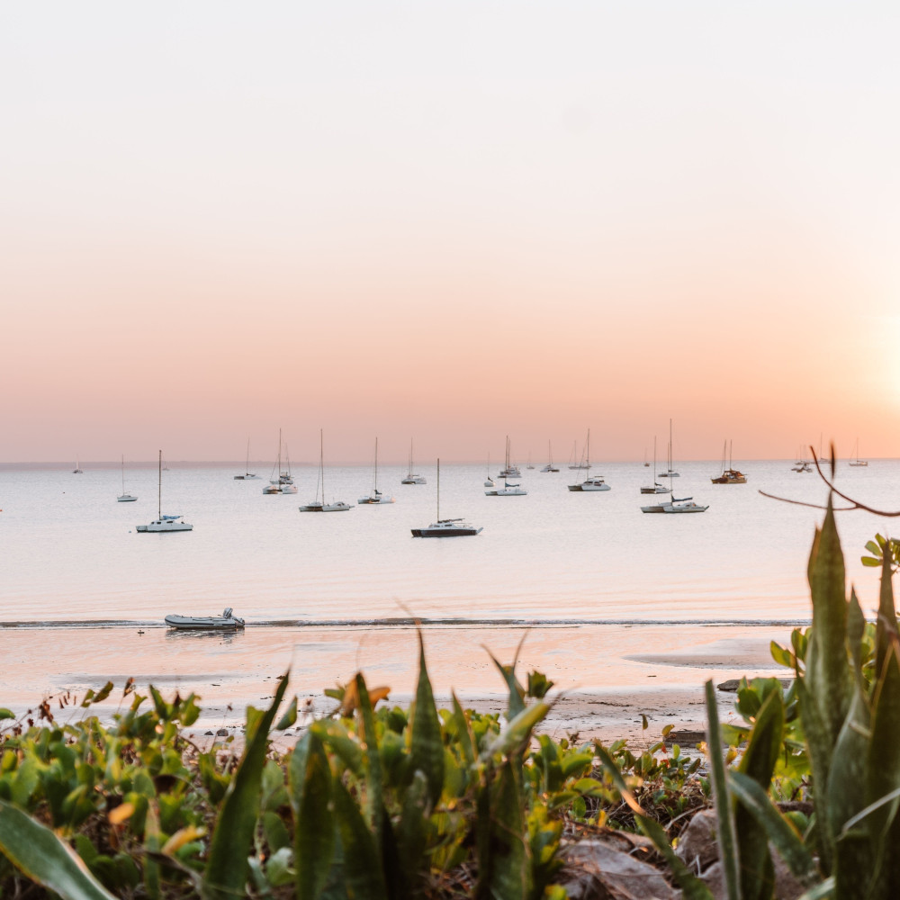 Sunset over ocean at Darwin Sailing Club