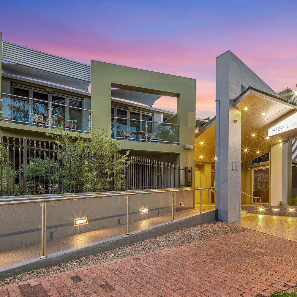 Stay at Alice Springs Hotel exterior at dusk